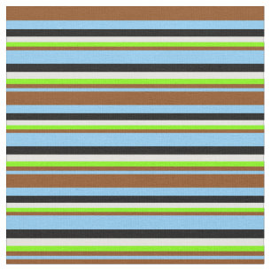 Sky Blue, Brown, Chartreuse, Mint Cream & Black Stof