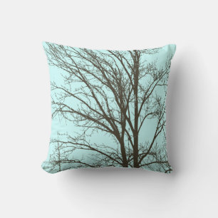 Sky Blue Bruin Rustic Tree Branches Kussen