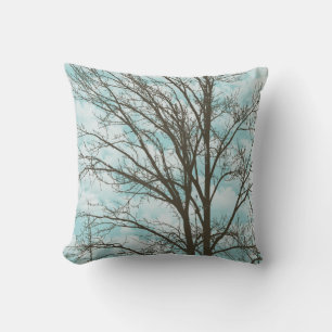 Sky Blue Bruin Rustic Tree Branches Kussen