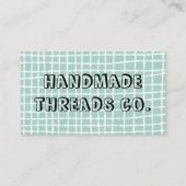 Sky Blue Check Pattern QR Code Handgemaakte Kledin Visitekaartje (Voorkant)