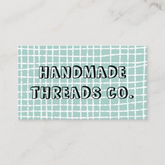 Sky Blue Check Pattern QR Code Handgemaakte Kledin Visitekaartje (Voorkant)