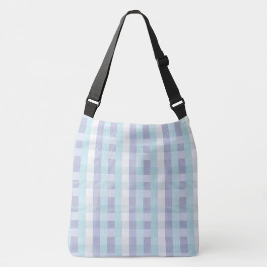 Sky Blue Checks Crossbody Tas (Voorkant)