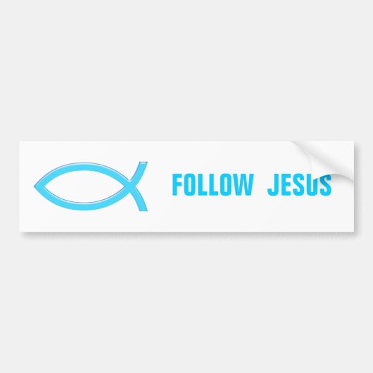Sky Blue Christelijk Fish | Volg Jezus Bumpersticker (Voorkant)