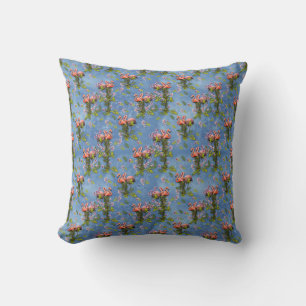 Sky blue cloudy and Flamingo's Repeat Print Kussen