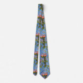 Sky blue cloudy and Flamingo's Repeat Print Stropdas (Achterkant)