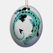 Sky Blue Coiled Dragon Keramisch Ornament (Rechts)