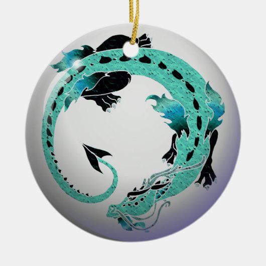 Sky Blue Coiled Dragon Keramisch Ornament (Voorkant)
