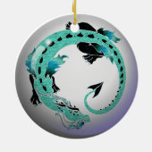 Sky Blue Coiled Dragon Keramisch Ornament (Achterkant)