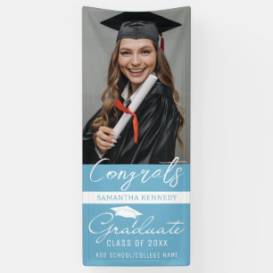 Sky Blue Congrats Afstudeerder Foto Verticaal Afst Spandoek