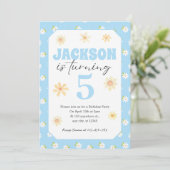Sky Blue Daisy Anniversaire Fête Invitation N'impo (Debout devant)