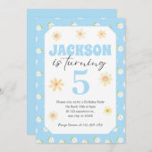 Sky Blue Daisy Anniversaire Fête Invitation N'impo (Devant / Derrière)