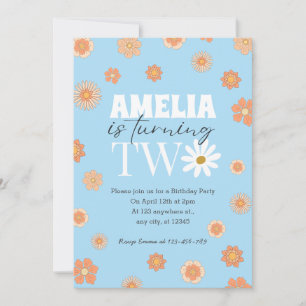 Sky Blue Daisy Deux invitation pour le 2e annivers