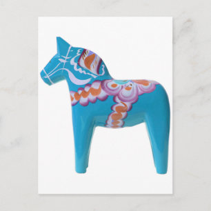 Sky Blue Dala Horse Briefkaart