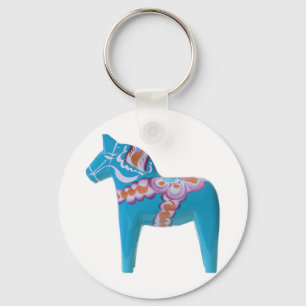 Sky Blue Dala Horse Sleutelhanger