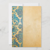  Sky Blue Damask Lace Wedding Kaart (Achterkant)