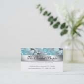 Sky Blue Damask Wedding Floral Silver Visitekaartje (Staand voorkant)