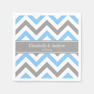 Sky Blue Dk Gray Wht LG Chevron Gray Name Monogram Servetten