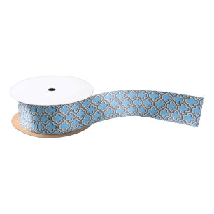 Sky Blue Dk Grey White Moroccan Quatrefoil #5DS Lint