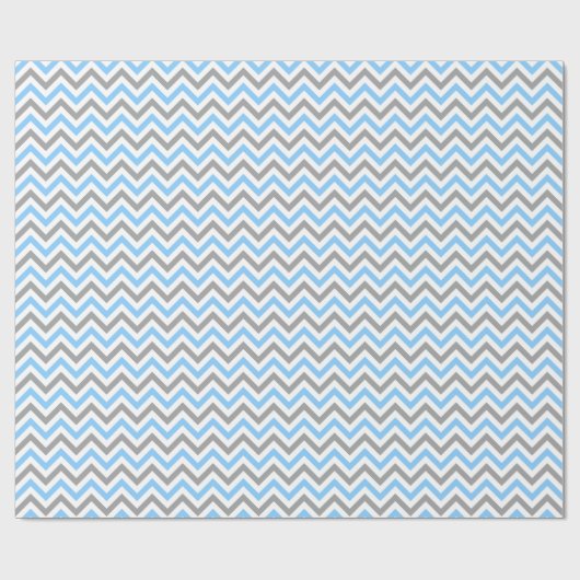 Sky Blue, Dk Grey Wht Large Chevron ZigZag Pattern Cadeaupapier (Vlak)