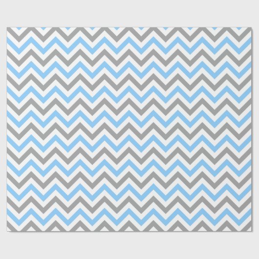 Sky Blue, Dk Grey Wht Large Chevron ZigZag Pattern Cadeaupapier (Vlak)