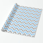 Sky Blue, Dk Grey Wht Large Chevron ZigZag Pattern Cadeaupapier (Uitgerold)