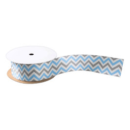 Sky Blue, Dk Grey Wht Large Chevron ZigZag Pattern Lint