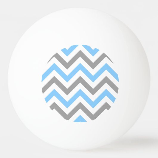 Sky Blue, Dk Grey Wht Large Chevron ZigZag Pattern Pingpongballen (Voorkant)