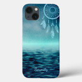Sky Blue Dream Catcher met Blauwgroen achtergrond  Case-Mate iPhone Case (Achterkant)