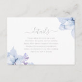 Sky Blue Dusty Floral Waterverf bruiloft details Informatiekaartje (Voorkant)