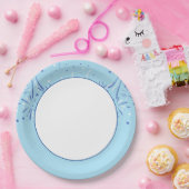 Sky Blue Edge met minimalistisch vuurwerk ontwerp Papieren Bordje (Feest)