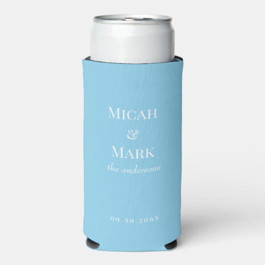 Sky Blue Eenvoudige bruiloft Seltzer Koelbox (Seltzer Voorkant)