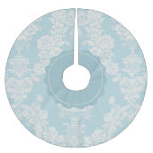  Sky Blue Elegant Floral Damask Kerstboom Rok (Voorkant)