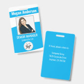 Sky Blue Employee Photo ID Badge (Front & Back)