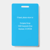 Sky Blue Employee Photo ID Badge (Back)