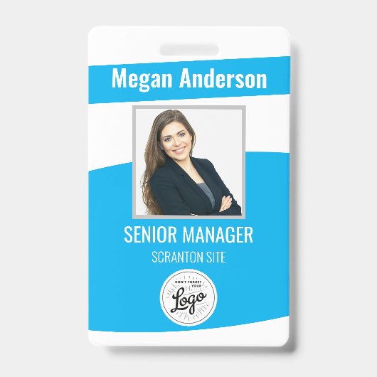 Sky Blue Employee Photo ID Badge (Front)