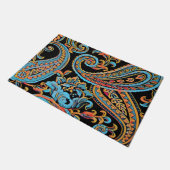 Sky Blue en Autumn Oranje Paisley Deurmat (Schuin)