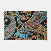 Sky Blue en Autumn Oranje Paisley Deurmat (Voorkant)
