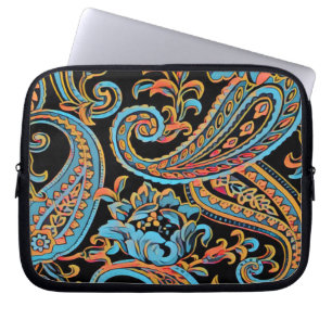 Sky Blue en Autumn Oranje Paisley Laptop Sleeve