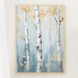 Sky Blue en Beige Birch Trees Forest Print 2of 3