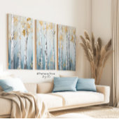 Sky Blue en Beige Birch Trees Forest Print 2of 3