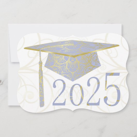 Sky Blue en Gold Floral Pet 2025 Kaart (Voorkant)