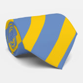 Sky Blue en Gold verticaal gestreept Stropdas (Opgerold)