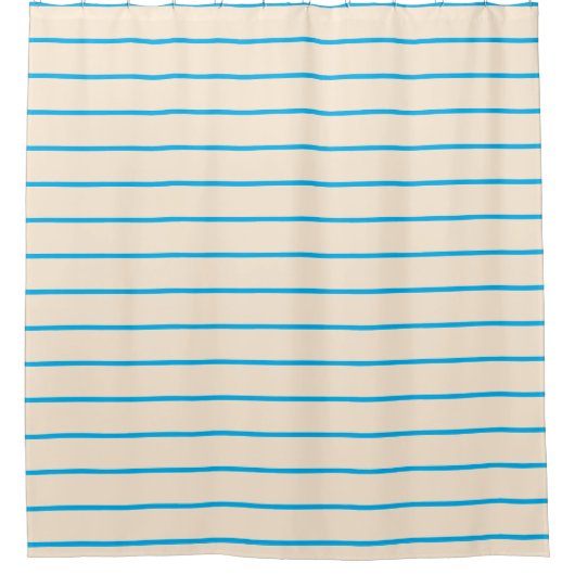 Sky Blue en Ivory Stripes Geometric Pattern Douchegordijn (Voorkant)