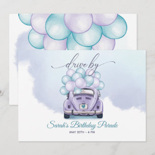 Sky Blue en Lila Enterprise DriveBy Birthday Kaart
