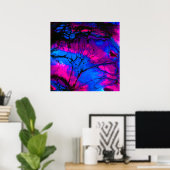 Sky Blue en Roze Acrylpour Art Poster (Thuiskantoor)