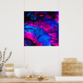 Sky Blue en Roze Acrylpour Art Poster (Keuken)
