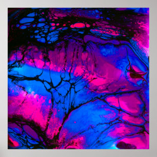 Sky Blue en Roze Acrylpour Art Poster
