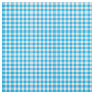Sky Blue en White Check Gingham Pattern Fabric Stof