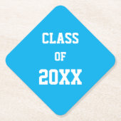 Sky Blue en White Class Kleuren Afstuderen Kartonnen Onderzetters (Voorkant)