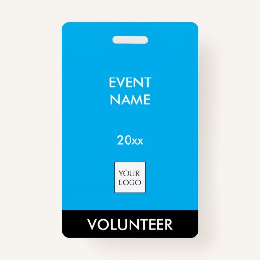 Sky Blue en White Event Vrijwilliger Logo Badge (Voorkant)